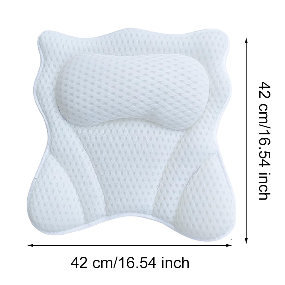 Bath Pillow,Bath Pillows for Head and Neck with 6 Suction Cups,Bath Cushion
