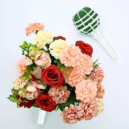 Retoteng 6 Pack Bouquet Holder, DIY Wedding Foam Bouquet Handle Bridal Floral Fresh Artificial Flower Holder Decoration