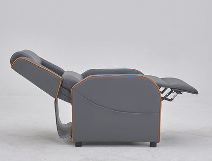Home Detail Nova Recliner Gaming Chair, Grey With Orange Trim