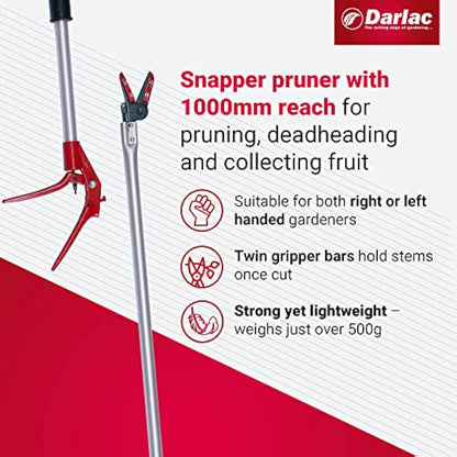 Darlac Snapper 1000mm Reach Pruner - Lightweight, Razor Sharp & Strong Ideal for Pruning, Deadheading & Collecting Fruit - Right & Left Handed Use - Perfect for Disabled Gardeners & Wheelchair Users