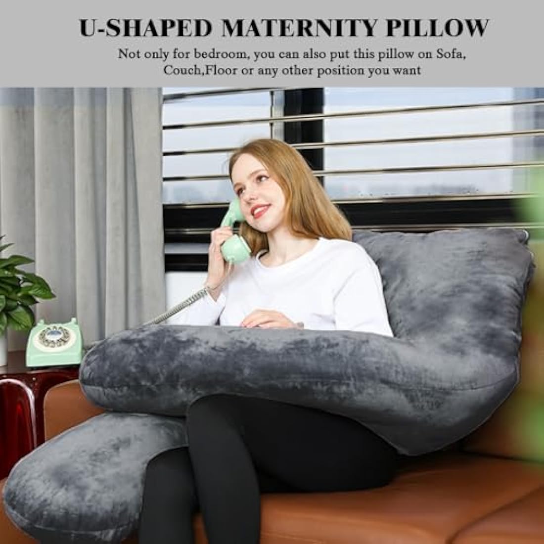 Chilling Home Pregnancy Pillows for Sleeping,U Shaped Maternity Pillow Pillow,55 inch Full Body Pillow Long Pillows for Sleeping, Maternity&Body Pillows for adults with Cover Velvet,Light Black