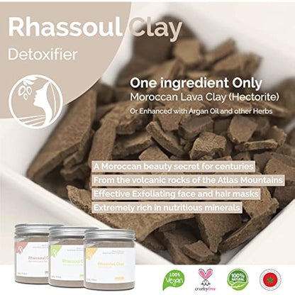 Fatima's Garden Rhassoul with Rose Petals - Soothing Face & Hair Mask, 150g