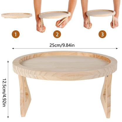 Sofa Arm Tray Table Foldable Sofa Armrest Clip Tray Table Round Couch Armrest Tray Natural Pine Wood Sofa Side Table Sofa Couch Arm Rest Organizer