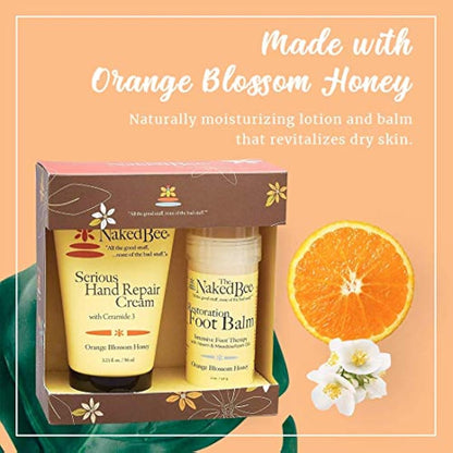 The Naked Bee Orange Blossom Hand & Feet Gift Set. Serious Repair Hand Cream & Restoration Foot Balm. Pamper Gifts for Women. Moisturising Hand & Foot Skin Care Set. Feet Balm & Hand Cream Gift Set.