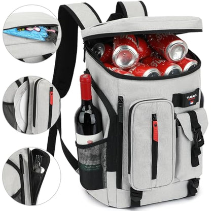 TUGUAN 30L Cooler Backpack 36 Cans Insulated Cool Bag Rucksack Leak Proof Picnic Backpack Men for Lunch Work Thermal Rucksack Women for Travel Camping Beach