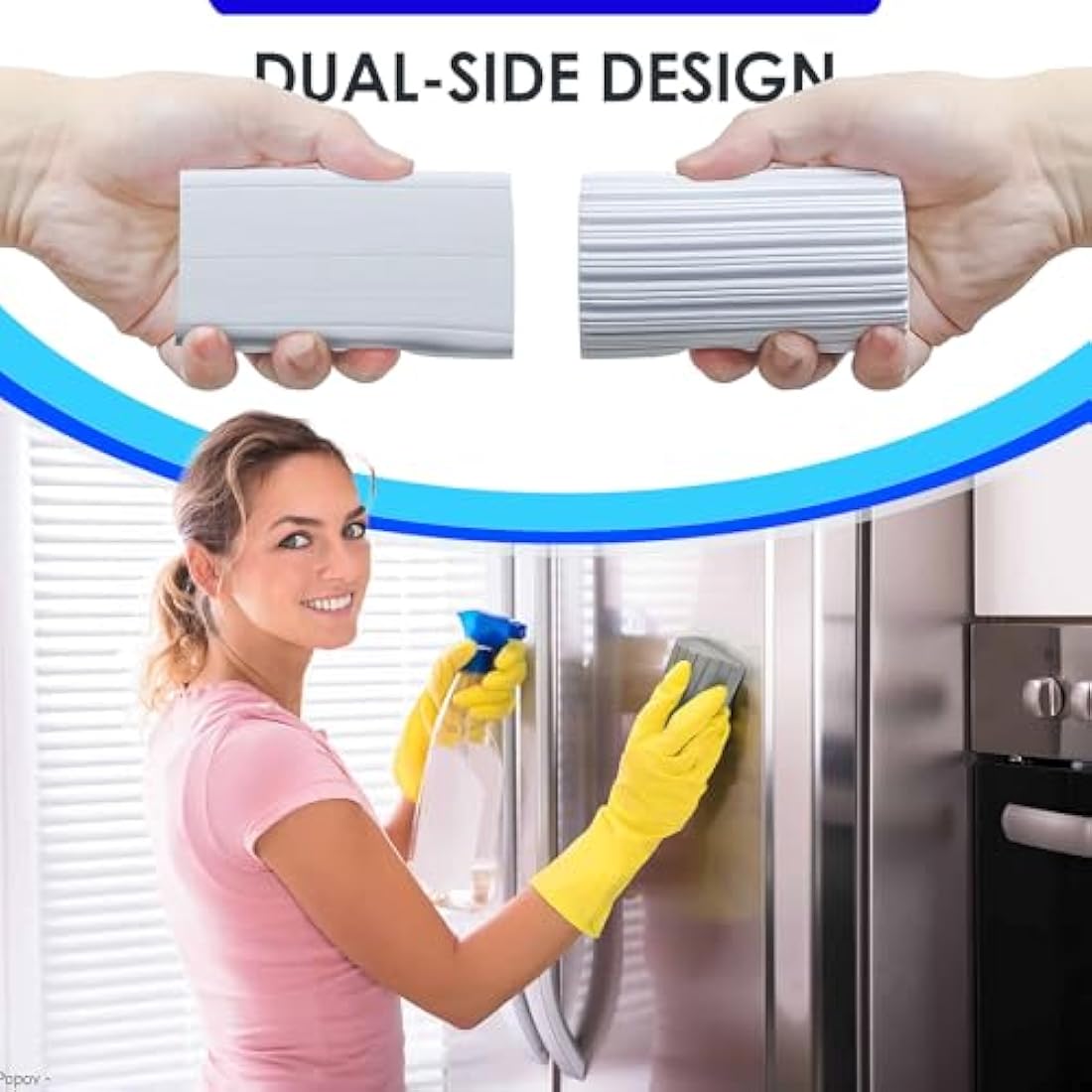 6 Pack Damp Clean Duster Sponge, Sponge Cleaning Brush, Reusable Sponge, Duster for Cleaning Blinds, Glass, Baseboards,Vents, Railings, Mirrors, Window Track Grooves and Faucets