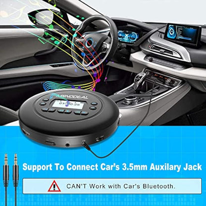 MONODEAL Bluetooth CD Player Portable, Rechargeable Compact Small CD Player with Headphones for Car and Personal Use