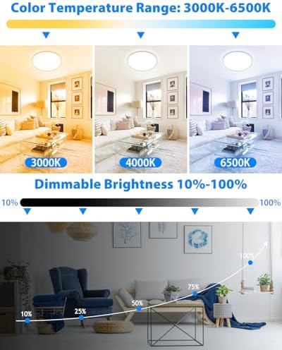 Peasur Smart RGB LED Ceiling Light Dimmable, 24W 3000K-6500K Bathroom Light 16 Million Colors Changing with Remote and APP Control, 30CM Ceiling Lamps for Bedroom, Living Room, Kitchen