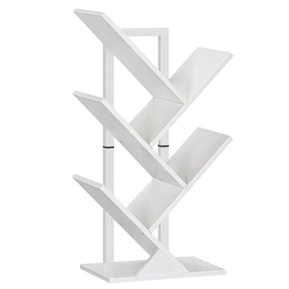 HOOBRO Tree Book Shelf 71 cm, 4-Tier Small Bookcase, Floor Free Standing Bookshelf, Desktop Bookcase, Display Book Magazine, White EWT04SJ01G1