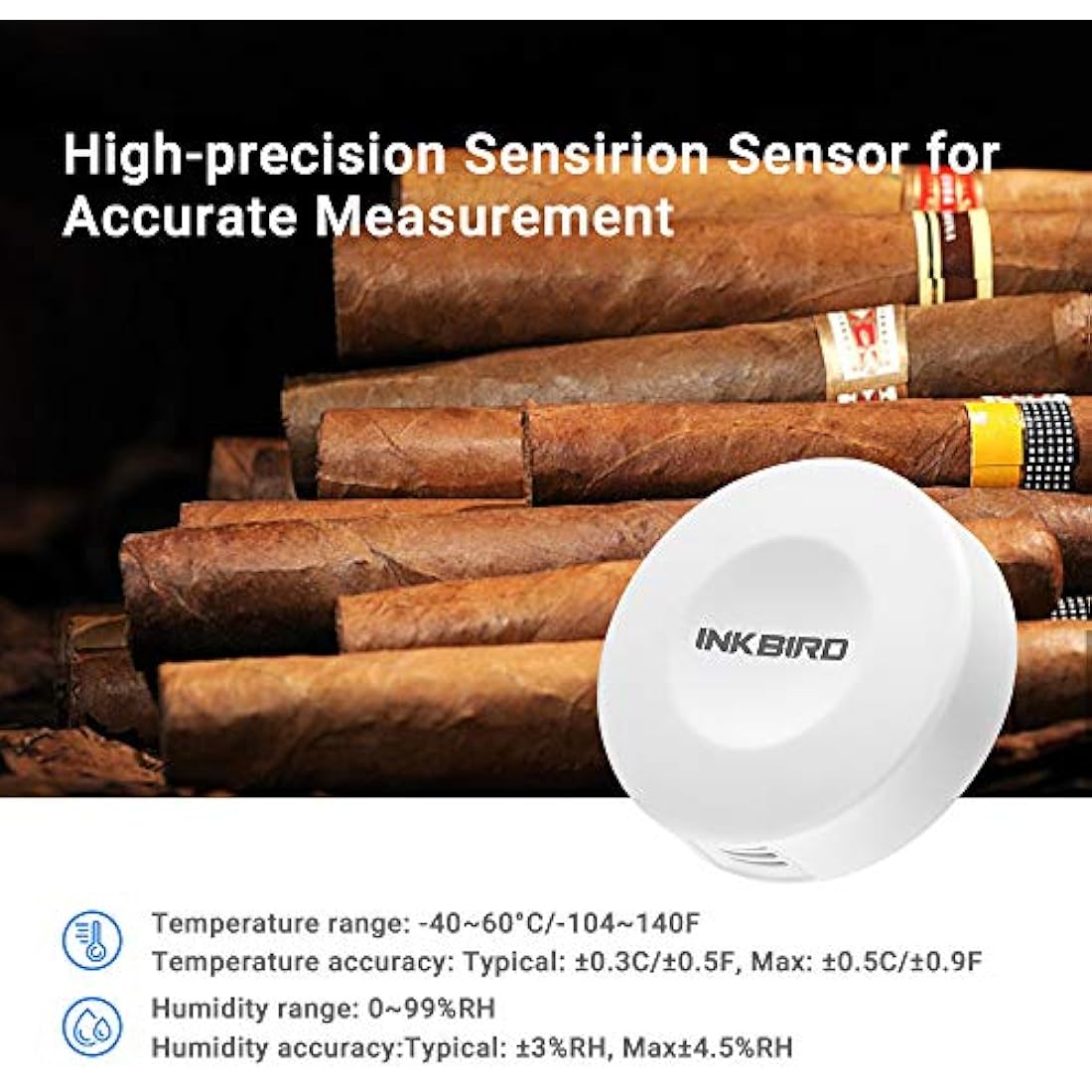 Inkbird IBS-TH1 Temperature Data Logger Recorder Bluetooth Thermometer Hygrometer Wireless Temperature Humidity Monitor for Incubator Reptile Vivarium Greenhouse