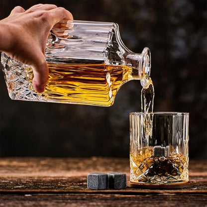 WHISISKEY - Whiskey Glass Set - Whiskey Gift Sets for Men - Whisky Glass Birthday Gifts for Men - Rum Tumblers - Mens Gifts - Whisky Set with 4 Glasses, 8 Whiskey Stones, Accessories