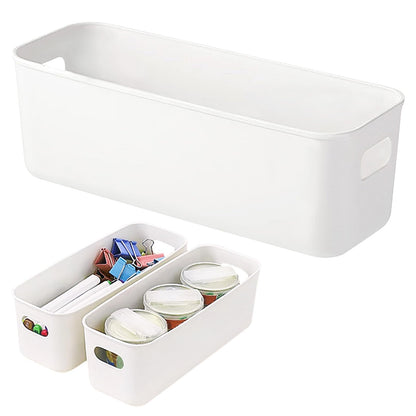 Fizleca 3 Pcs White Storage Baskets, Stackable Plastic Bathroom Organiser Boxes with Handles for Kitchen