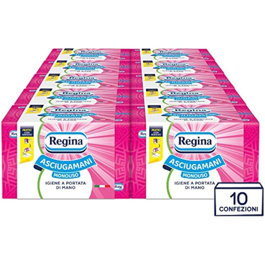 Regina Disposable Towels – Pack of 100 Services, Disposable Towels Practical and Hygienic, 100% FSC Cellulose, Biodegradable, Dispenser Pack