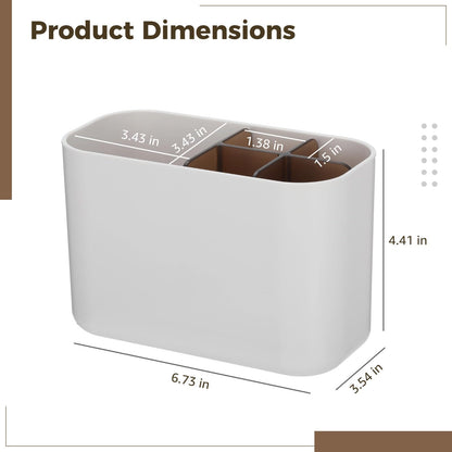 Wall Mounted Toothbrush Holder, Multifunctional Bathroom Storage Organizer Box with Removable Divider, No Drill Installation for Cosmetics