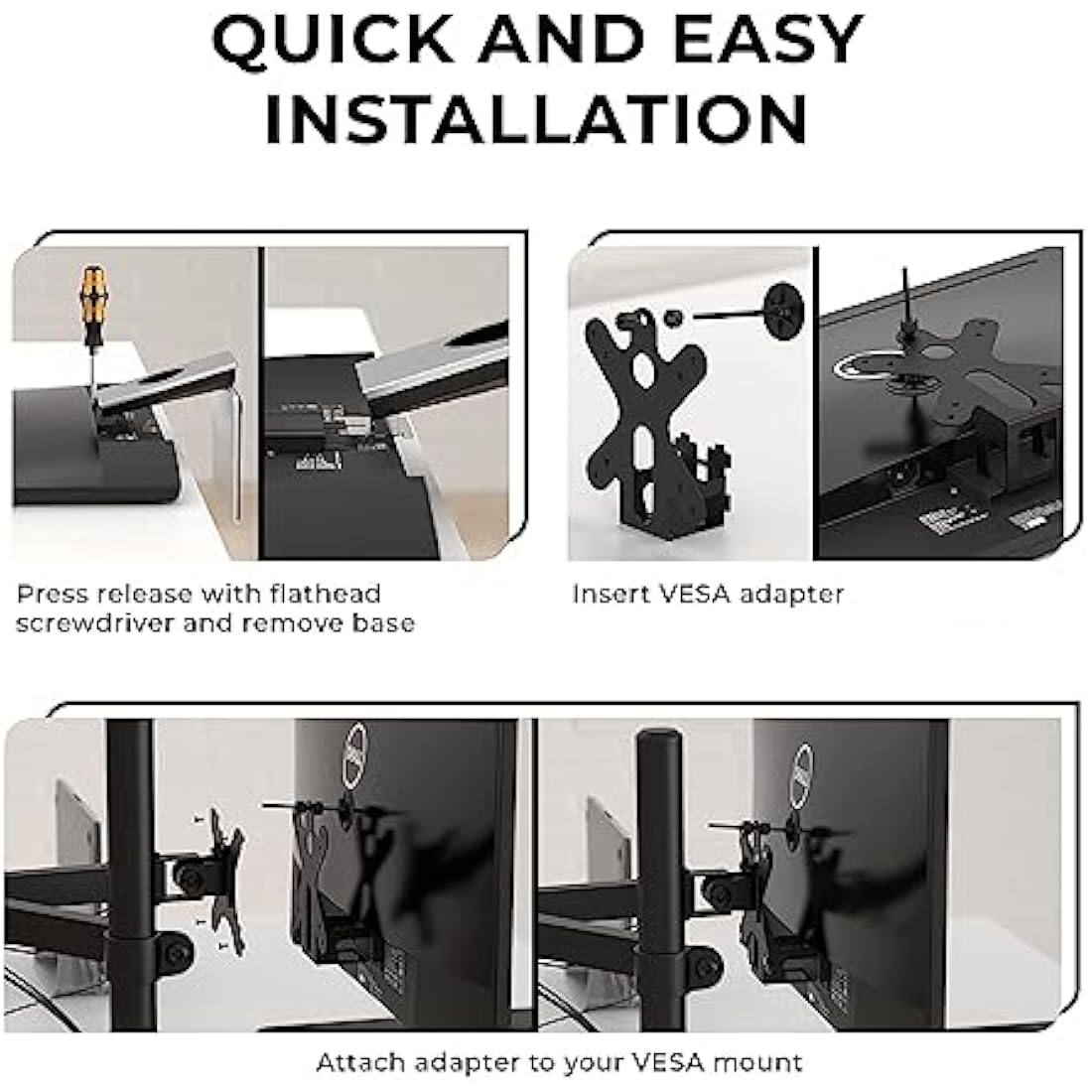 HumanCentric VESA Mount Adapter Compatible with Dell Monitors SE2416HX, SE2717HX, SE2717HR, SE2717H, S2216M, S2216H, SE2716H, SE2216H, SE2417HG, SE2416H, S2216H, 75x75mm and 100x100mm Patterns