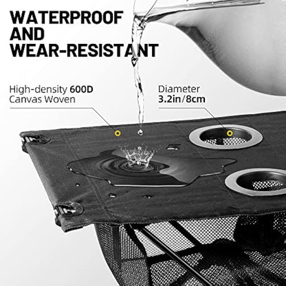 ZUNE LOTOO Portable Lightweight Camping Folding Table - 60x40x40cm Large Waterproof 35kg Bearing Capacity Sturdy Picnic Table, with Mesh Storage Organiser and Carry Bag, for Outdoor Hiking