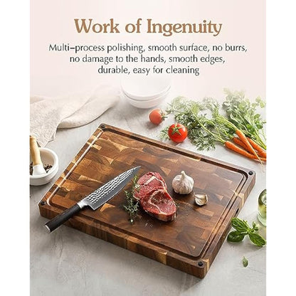 XINZUO Large Thick End Grain Acacia Wood Cutting Board