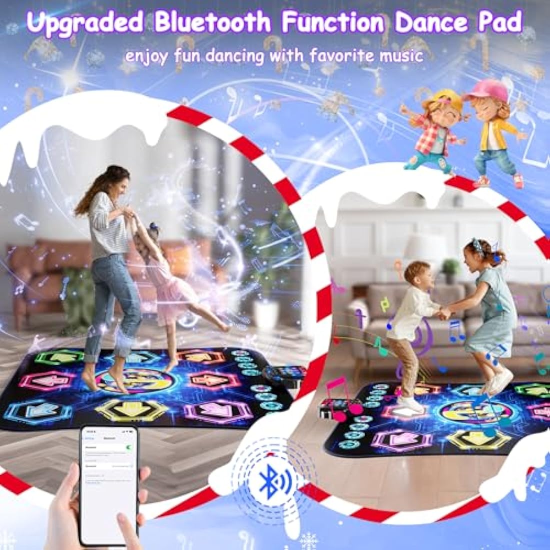 Dance Mat for Girls, Kids Dance Mats with Wireless Bluetooth, Light Up Dance Pad-3 Game Mode & 27 Challenges, Christmas Birthday Musical Dancing Toy Gifts for Girls Boys Age 3 4 5 6 7 8 9 10+Year Old