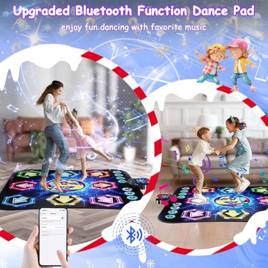 Dance Mat for Girls, Kids Dance Mats with Wireless Bluetooth, Light Up Dance Pad-3 Game Mode & 27 Challenges, Christmas Birthday Musical Dancing Toy Gifts for Girls Boys Age 3 4 5 6 7 8 9 10+Year Old