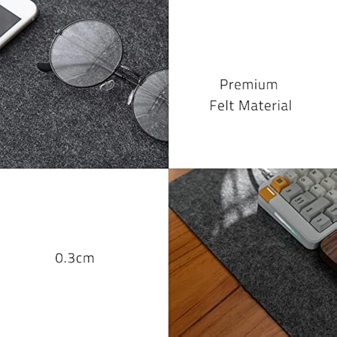 DawnTrees Desk Mat | Felt Desk Pad Protector | Office Felt Desk Mat | Keyboard Pad | Extra Large Mouse Pad… (Dark Grey, 90x40cm)