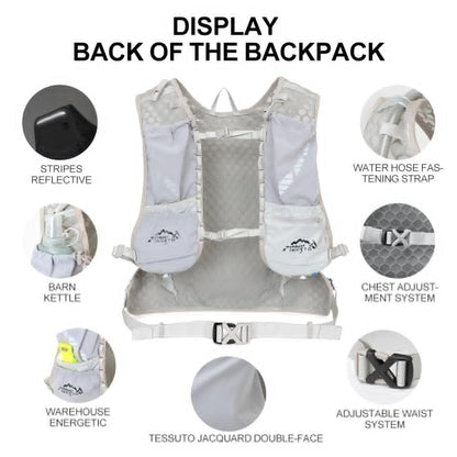 INOXTO running water bag vest backpack with1.5L water bladder hydration pack backpack suitable for running, cycling, mountain climbing, camping for