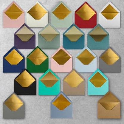 C6 Envelopes, White with Metallic Gold Lining, Thick Quality – Very Stable – 120 g/m², 114 mm x 162 mm, Gummed Edges - From the FarbenFroh Series by Neuser 100 Umschläge white/gold