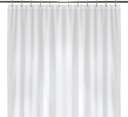 LiBa White Shower Curtain, PEVA 8G Waterproof Wet Room Bathroom Heavy Duty Shower Curtain, Anti Mould Mildew Resistant, Washable and Easy Dry, 183 x