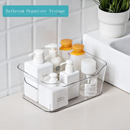 Grace Store 8PCS Clear Plastic Organiser Storage Versatile Kitchen Organiser Tray for Desk, Makeup, Bathroom, Kitchen Pantry Cabinet