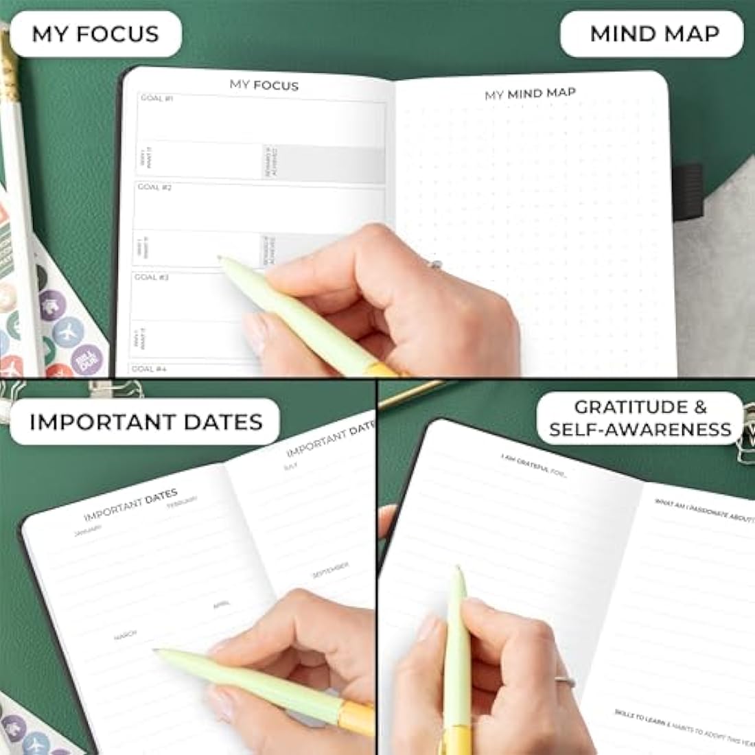 Clever Fox Pocket Weekly – Undated Monthly Goal Planner and Calendar, Mini Planner Perfect for Purse, 10x17.5cm (Black)