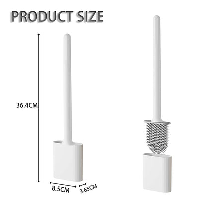 Silicone Toilet Brush with Quick Drying Holder - Flat Silicone Toilet Brush, Flexible Deep Clean Head