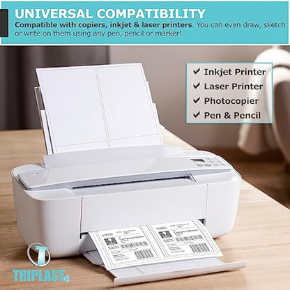 Triplast 50 x Multipurpose A4 Label Sheets - 8 Labels Per Sheet (99 x 68mm Each) - Easy Peel White Labels for Inkjet & Laser Printer - Address Labels, Shipping Labels, File Labels, DIY Stickers