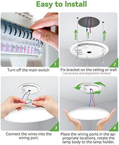 zemty 36W 42CM LED Ceiling Light, Large Bathroom Lights Ceiling 3000K/4500K/6000K,3 Color Temperature Flush Round Ultra Thin for Living Room,Office,Bedroom,Bathroom,Kitchen