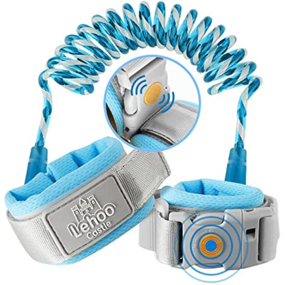 Lehoo Castle Baby Reins for Walking, 1.5M Toddler Reins for Kids with Induction Lock, Anti Lost Wrist Link Wrist Reins, Child Safety Harness for Autism Boys Girls (Light Blue)