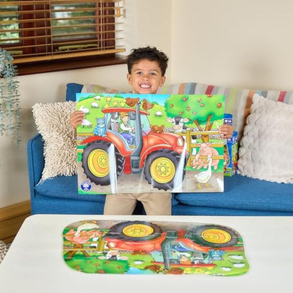 Orchard Toys Big Tractor Jigsaw Puzzle, 25-Piece Farm Themed Shaped Puzzle For Ages 3-6, Includes Poster, Perfect Party Gift