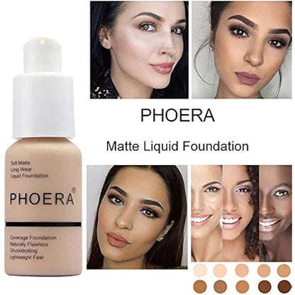 Aquapurity Phoera® Full Coverage Foundation Soft Matte Oil Control Concealer 30ml Flawless Cream Smooth Long Lasting (108 TAN)