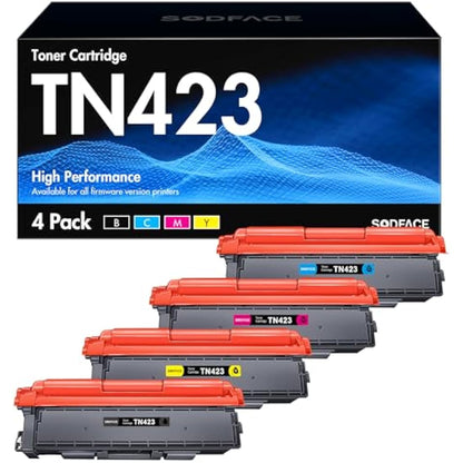 SODFACE TN423 TN-423 Toner Cartridge Compatible for Brother TN-423 TN423 toner for HL-L8260CDW HL-L8360CDW MFC-L8690CDW MFC-L8900CDW DCP-L8410CDW DCP-L8410CDN (Black Cyan Yellow Magenta, 4-Pack)