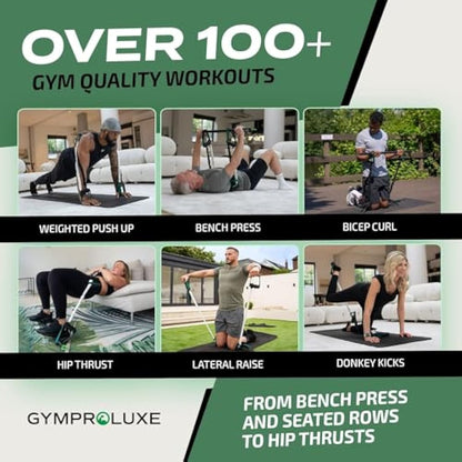 Gymproluxe Original Portable Gym - Resistance Exercise Band Set for Home Gym - 90KG Resistance Band Set for Men and Women - Multi Gym Fitness Equipment for Home Workout…