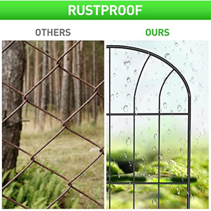 Decorative Garden Fence 10Pack, Metal Rustproof Iron Landscape Wire Folding Fencing Ornamental Panel, Outdoor Rustproof Fence Panel Animal Barrier Flower Bed Border for Patio Backyard (60CM X 330CM)
