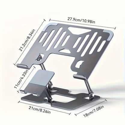 Omana Ergonomic 2-in-1 Laptop Stand with Phone Holder for Desk, Adjustable Riser, Sturdy and Portable, Fits All Laptops and Phone (Silver)