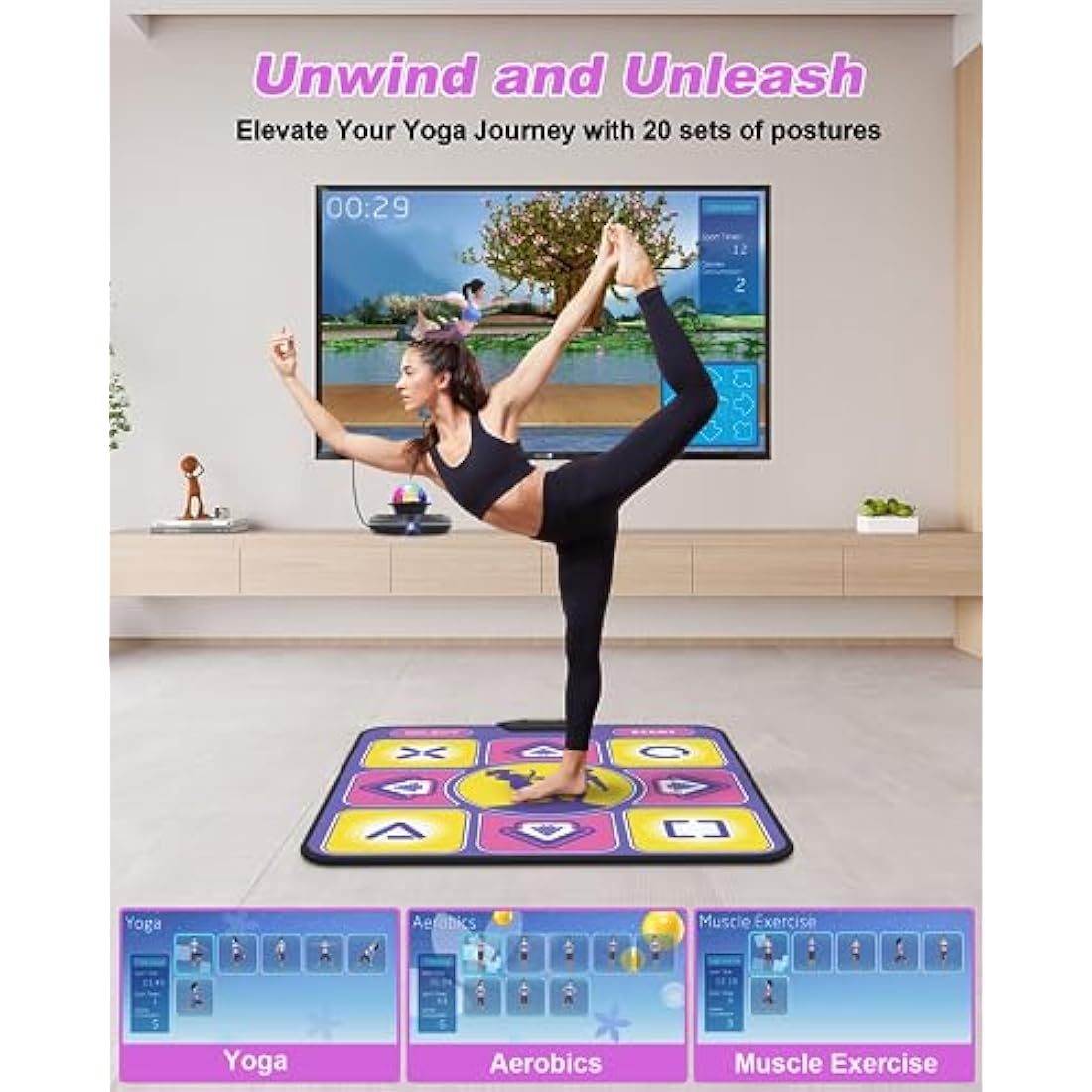 Acelufly Electronic Dance Mat, Interactive Dance Mat for TV with Camera, Christmas/Birthday/Valentine's Day Gifts Dance Game Mat for Boys Girls Kids Adults