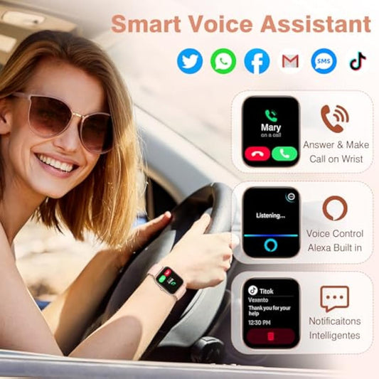 Smart Watch for Women Answer/Make call & Alexa Built-in, 1.8" Fitness Watch Men with 100+ Sport Modes & IP68 Waterproof, Fitness Tracker with Heart Rate Sleep Monitor, Step Counter for iOS Android