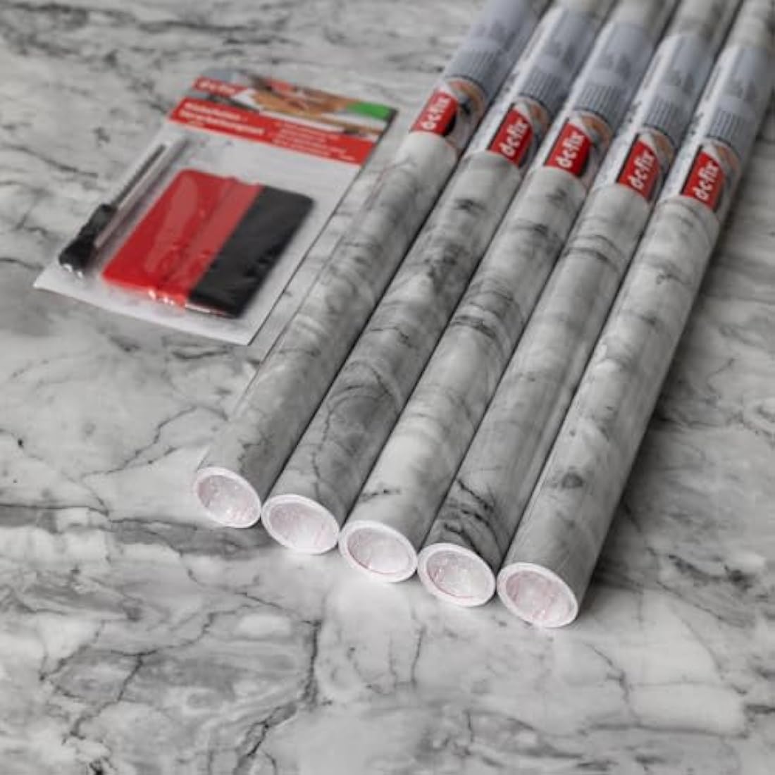 67.5cm x 2m (Pack of 5 + App Kit) d-c-fix Marble Romeo Grey Sticky Back Plastic Vinyl wrap Film (346-8149)