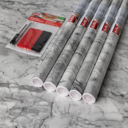 67.5cm x 2m (Pack of 5 + App Kit) d-c-fix Marble Romeo Grey Sticky Back Plastic Vinyl wrap Film (346-8149)