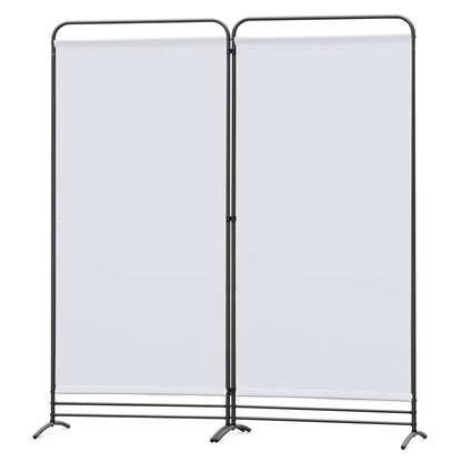 Angel Living 2 Panels Folding Room Divider, Privacy Screen Composed of Polyester Fabric and Sturdy Iron Frame