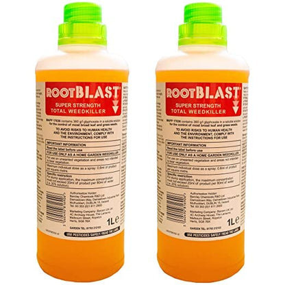 Rootblast Home & Garden Glyphosate Weedkiller | Commercial Strength Weed Killer | Treats up to 3332 sq.m | 2 x 1 Litre Bottle + Complimentary