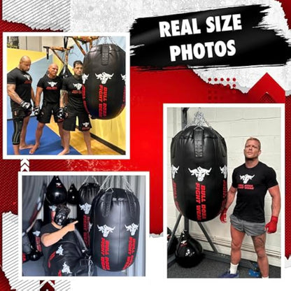 Bullet Punch Bag - Huge - Self-Fill Punch Bag - 100kg Filling Capacity, Heavy-Duty, Stainless Steel Chains Swivel - Most Aggressive Boxing Bag - Bull Doza Fight Wear