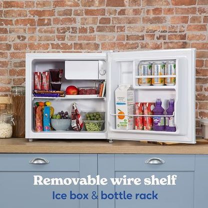 Russell Hobbs Table Top Larder Mini Fridge 43 Litre Capacity, Reversible Door & Adjustable Feet, Small Fridge, Manual Temperature Control, Ice Box, White RHTTF0E1W