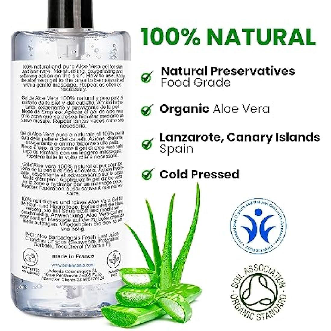 Pure Aloe Vera Gel | 100% Natural, Vegan, Cruelty-Free, Skin & Hair Care, Aftershave Gel, Moisturiser, Hair Conditioner, Sunburn Relief, 5000 ml