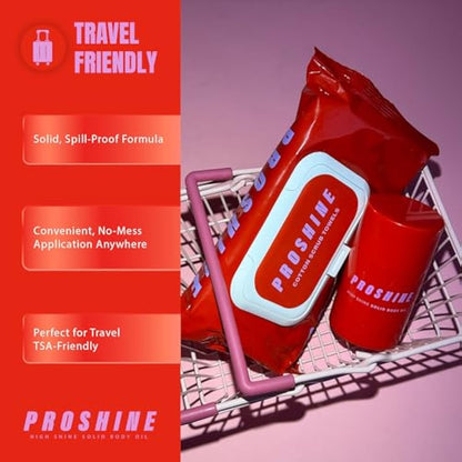 Proshine High Shine Solid Body Oil with Soy Wax, Shea & Mango Butter Bar - Moisturising Body Care for All Skin Types - Vegan, Cruelty-Free Body Butter with Jasmine & Cedar Leaf Scent UK Made