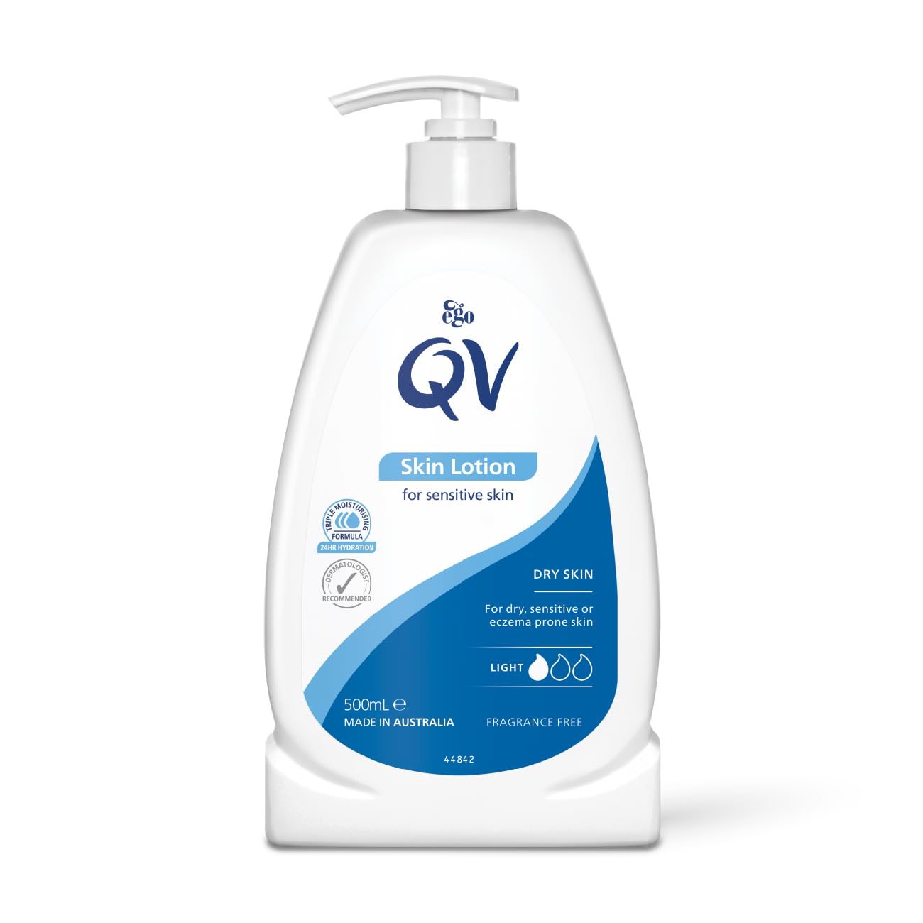 QV Skin Lotion 500ml, 24 Hour Moisturisation Light Body Lotion, PH Balanced, Suitable for Eczema and Dry Skin Conditions